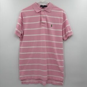 Vintage Polo by Ralph Lauren Pink Men's‎ Striped 100% Cotton Polo - Size Medium